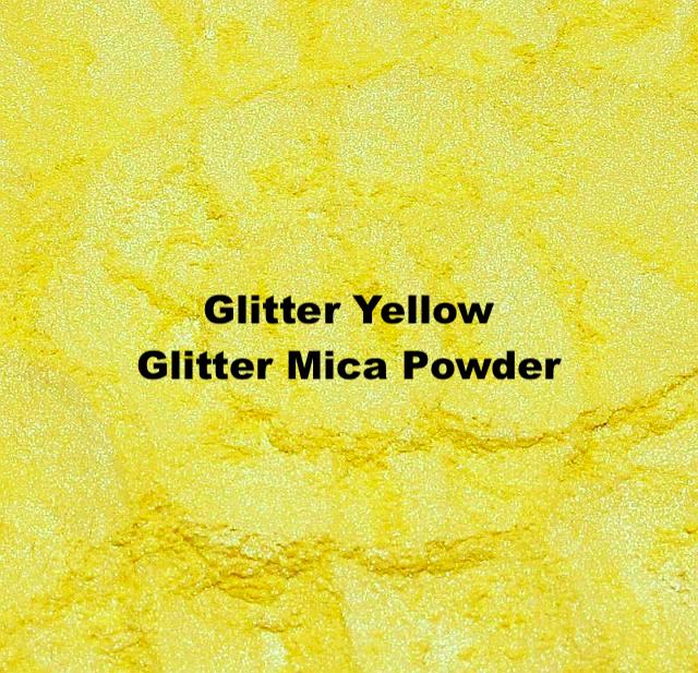 Glitter yellow mica powder, a versatile mica pigment for cosmetics and crafts.