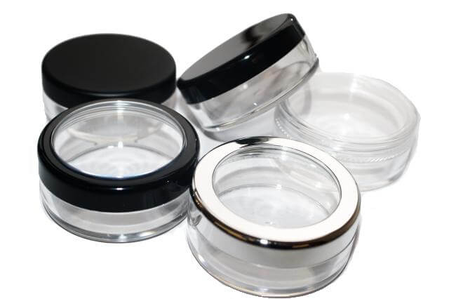 Empty Cosmetic Jars for storing makeup and other uses.