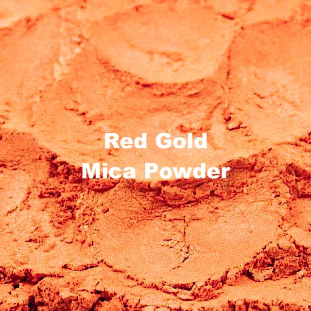 Pearlescent Red Gold mica powder for luxurious cosmetics and art.