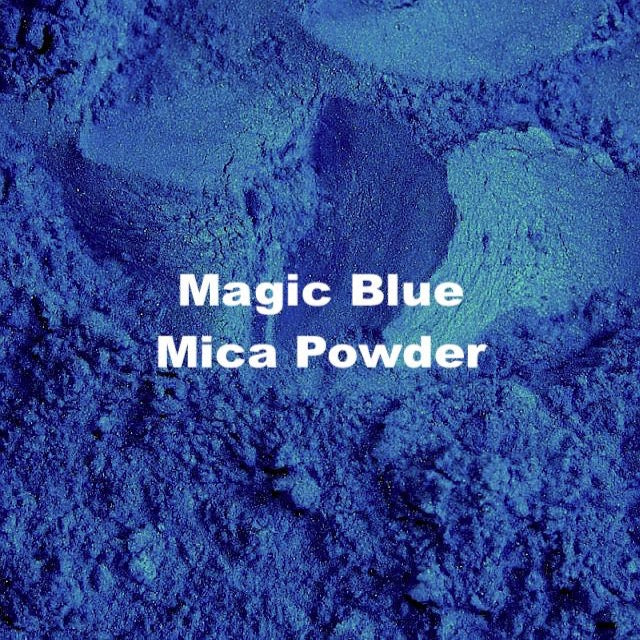 Magic Blue Mica Powder showcasing a vibrant blue hue, ideal for various crafting and cosmetic applications.