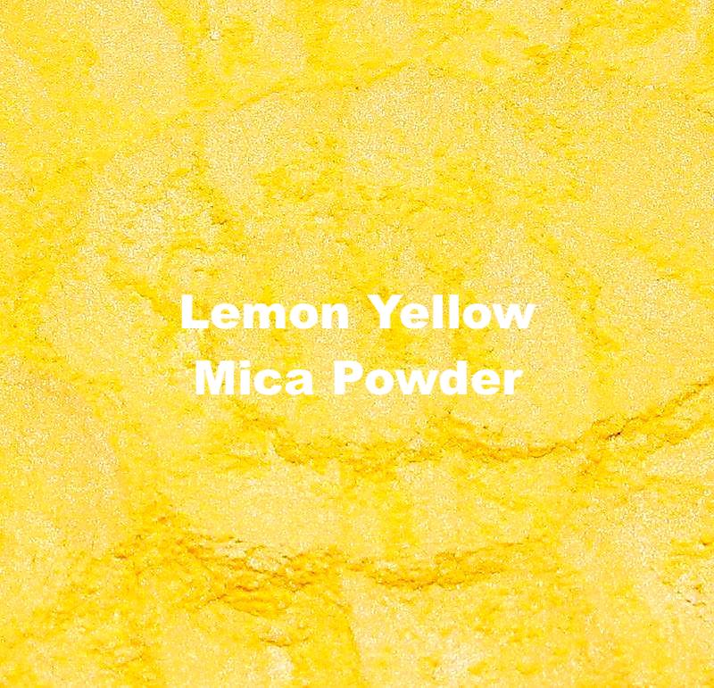 Bright yellow non-toxic natural mica powder for soap making, resin, and art projects