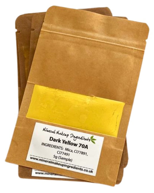 Assorted yellow Mica powder samples in different colours for testing and experimenting with crafts